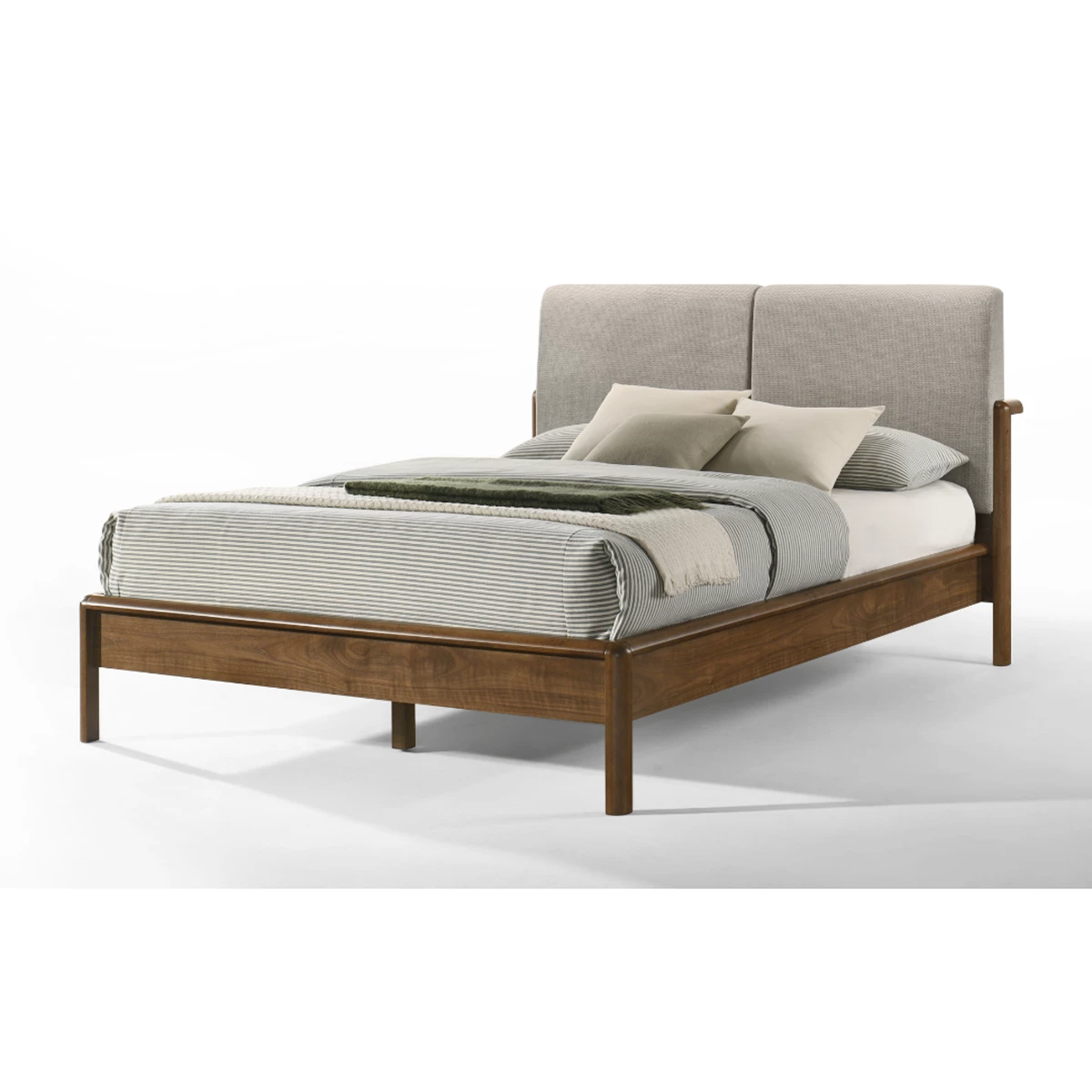 Queen Bed 165×205 cm – Grey/ Natural Walnut image 1