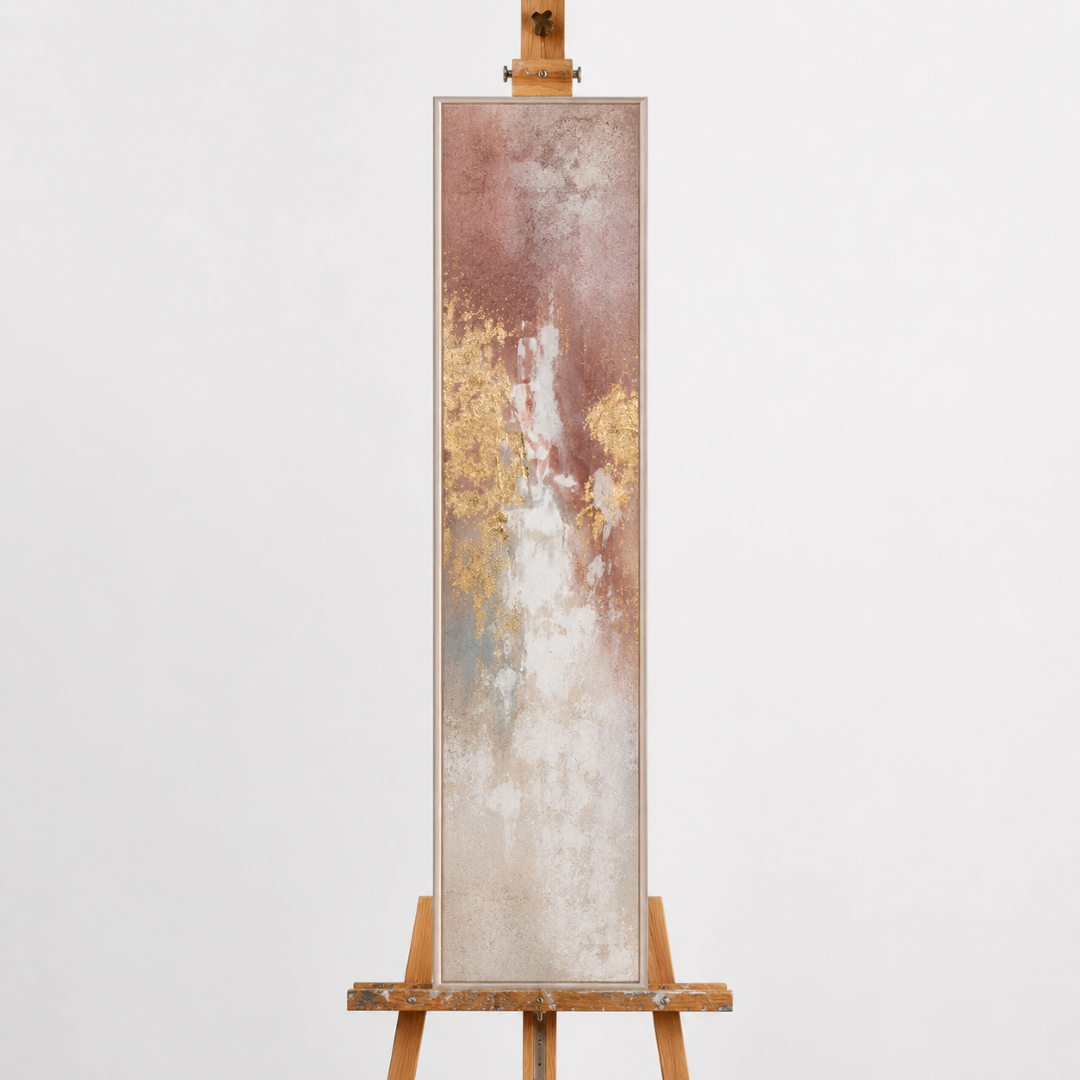 Slim Variation of Gold and Rose 2 Acrylic Painting - 27x152 cm