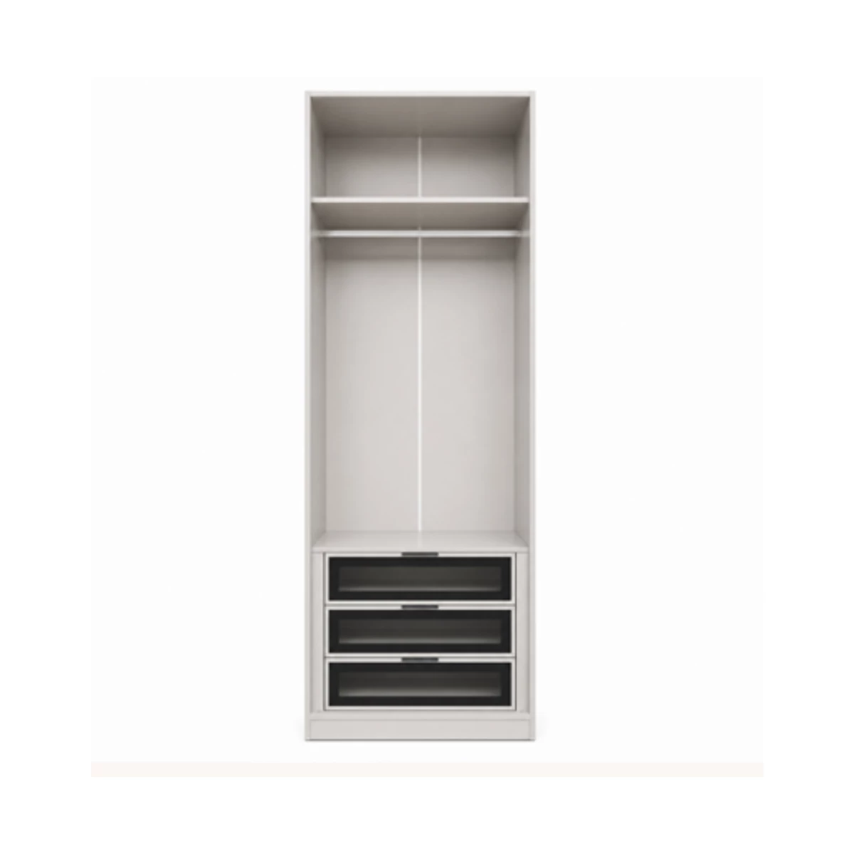 Wardrobe   80x240cm with Shelves, Hanging Rail & Glass Drawer – Taupe image 1