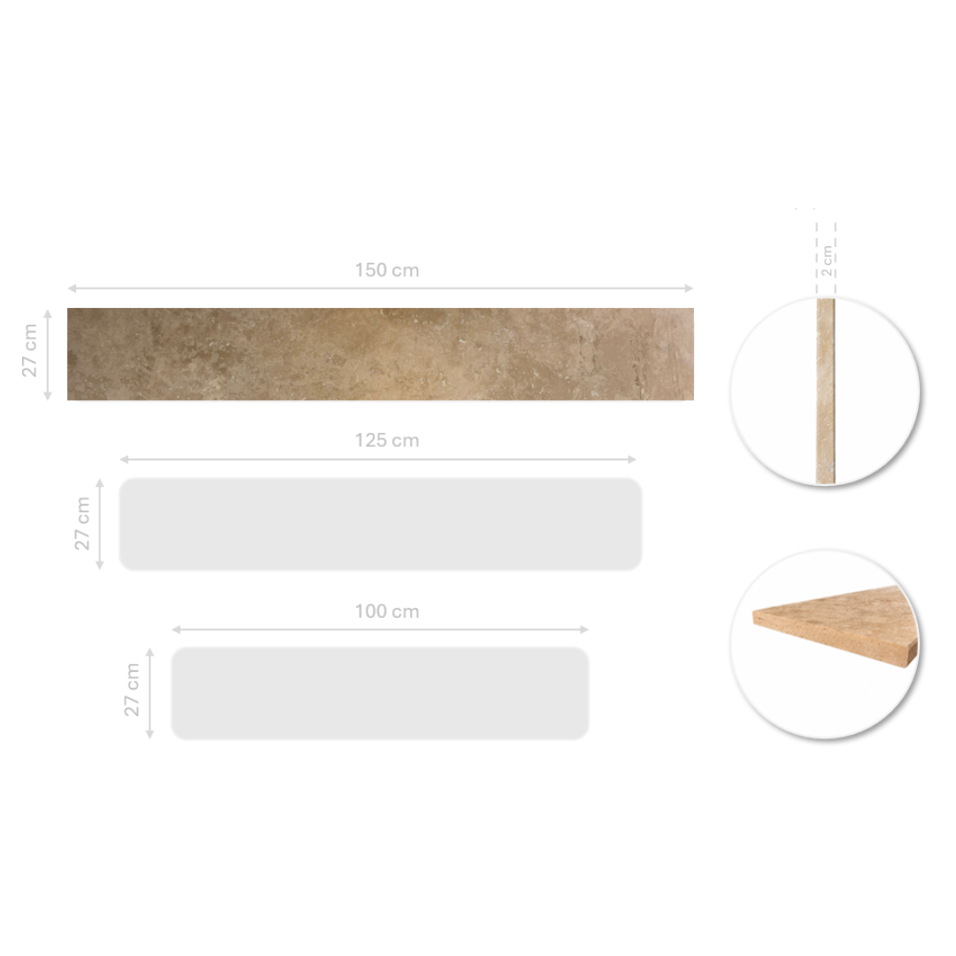 Sills Travertine 2cm CC Honed & Filled – 150x27cm