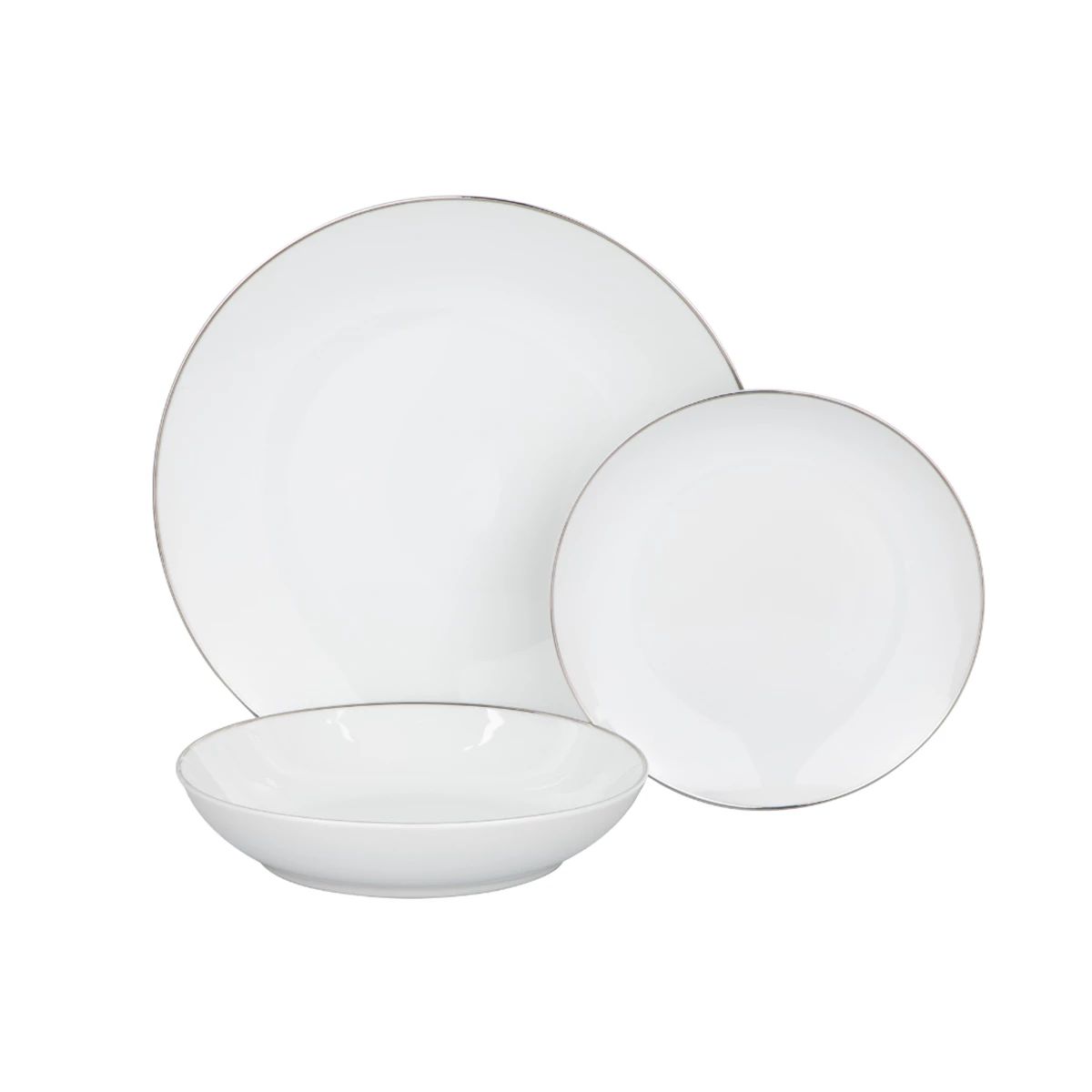 18 Pcs Dinner Set – Silver Rim image 1