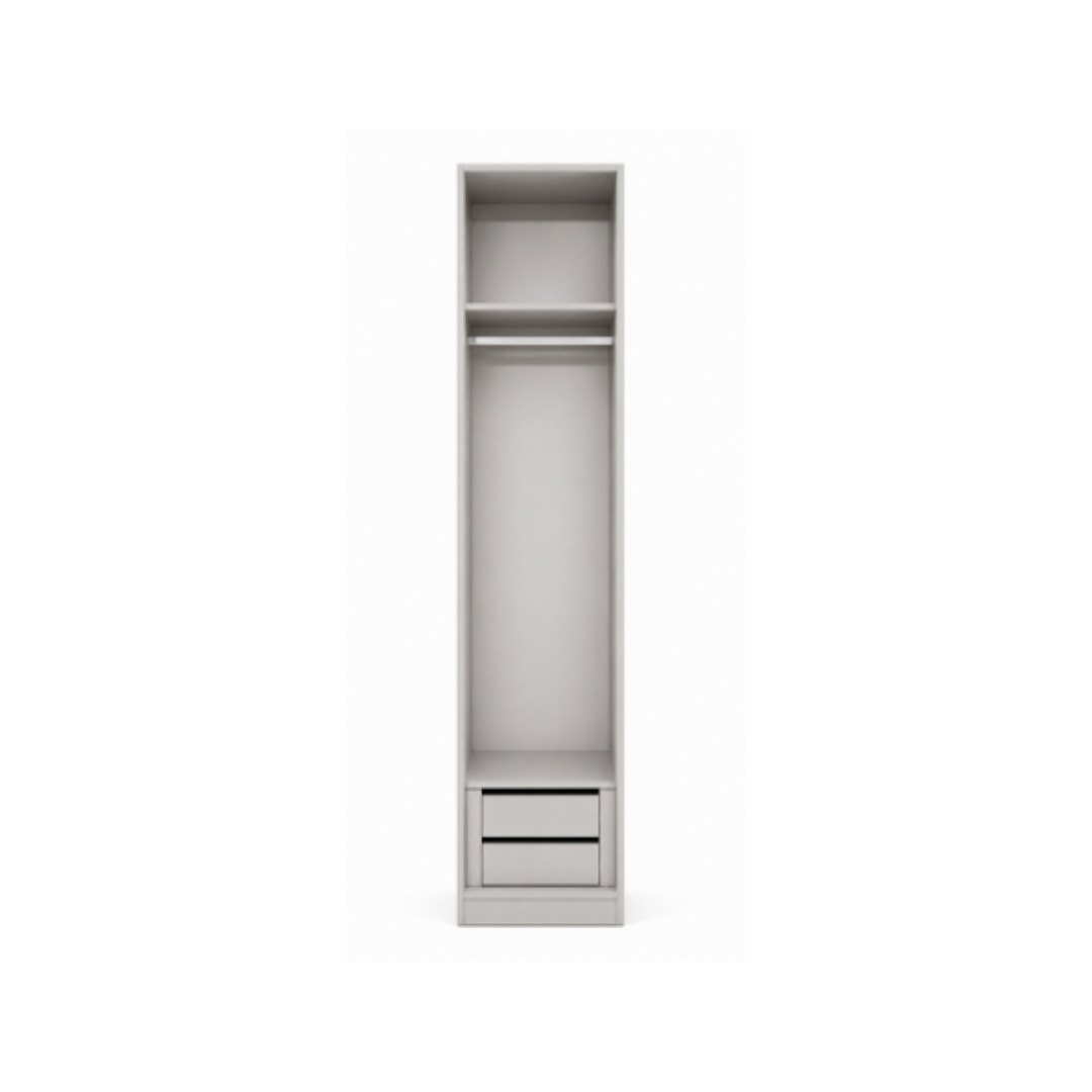 Wardrobe 50x240cm with Shelves, Hanging Rail & Drawer –Taupe