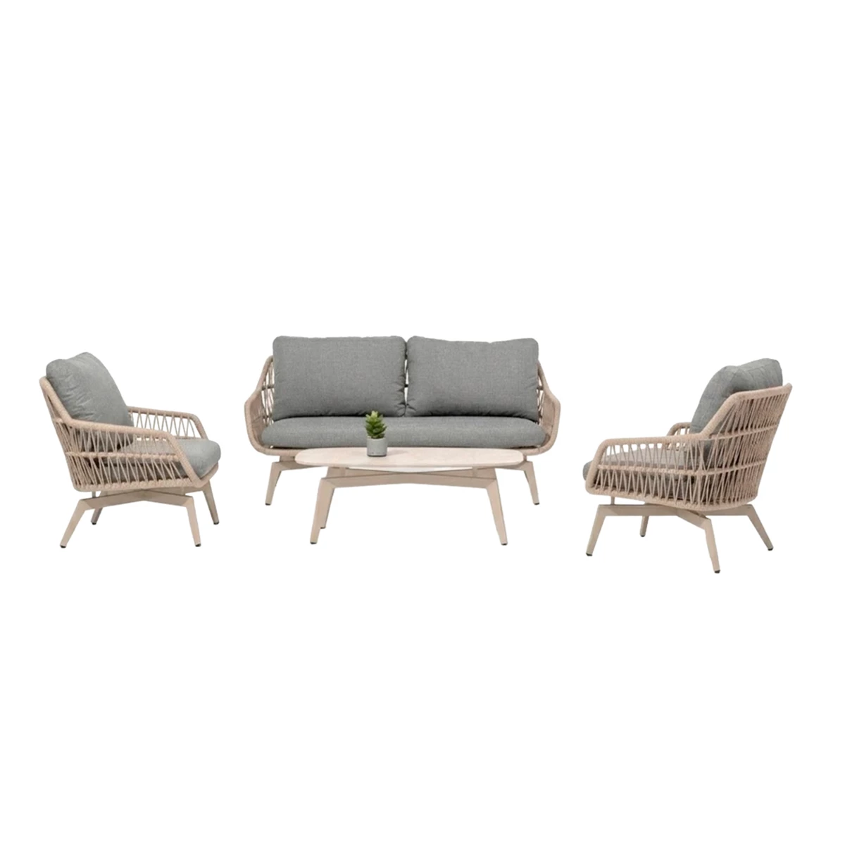 Aluminium Rope Sofa 4pcs Set Grey-Beige image 1
