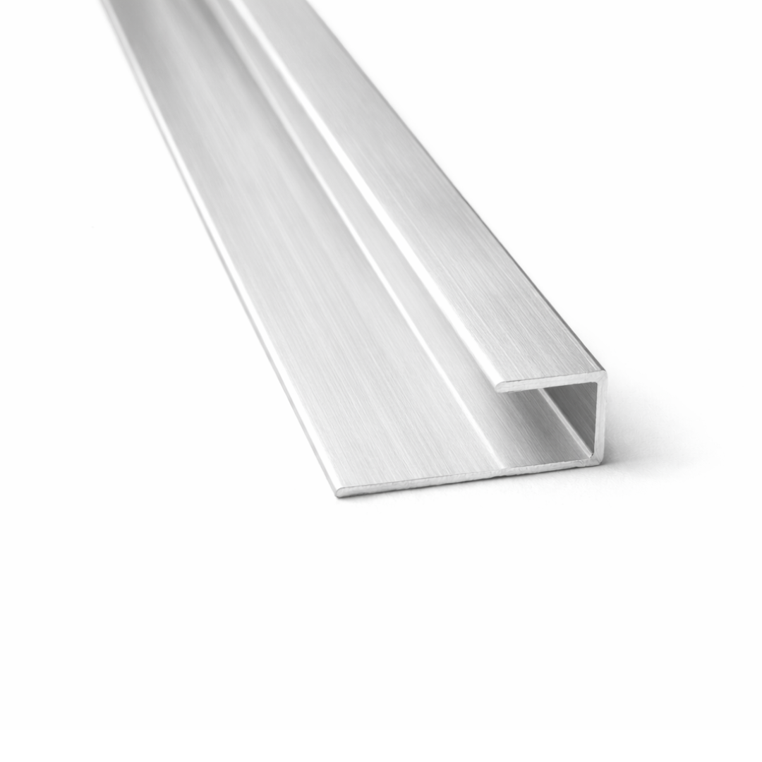 Aluminium J-Shaped Panel Trim - Silver Dark Grey