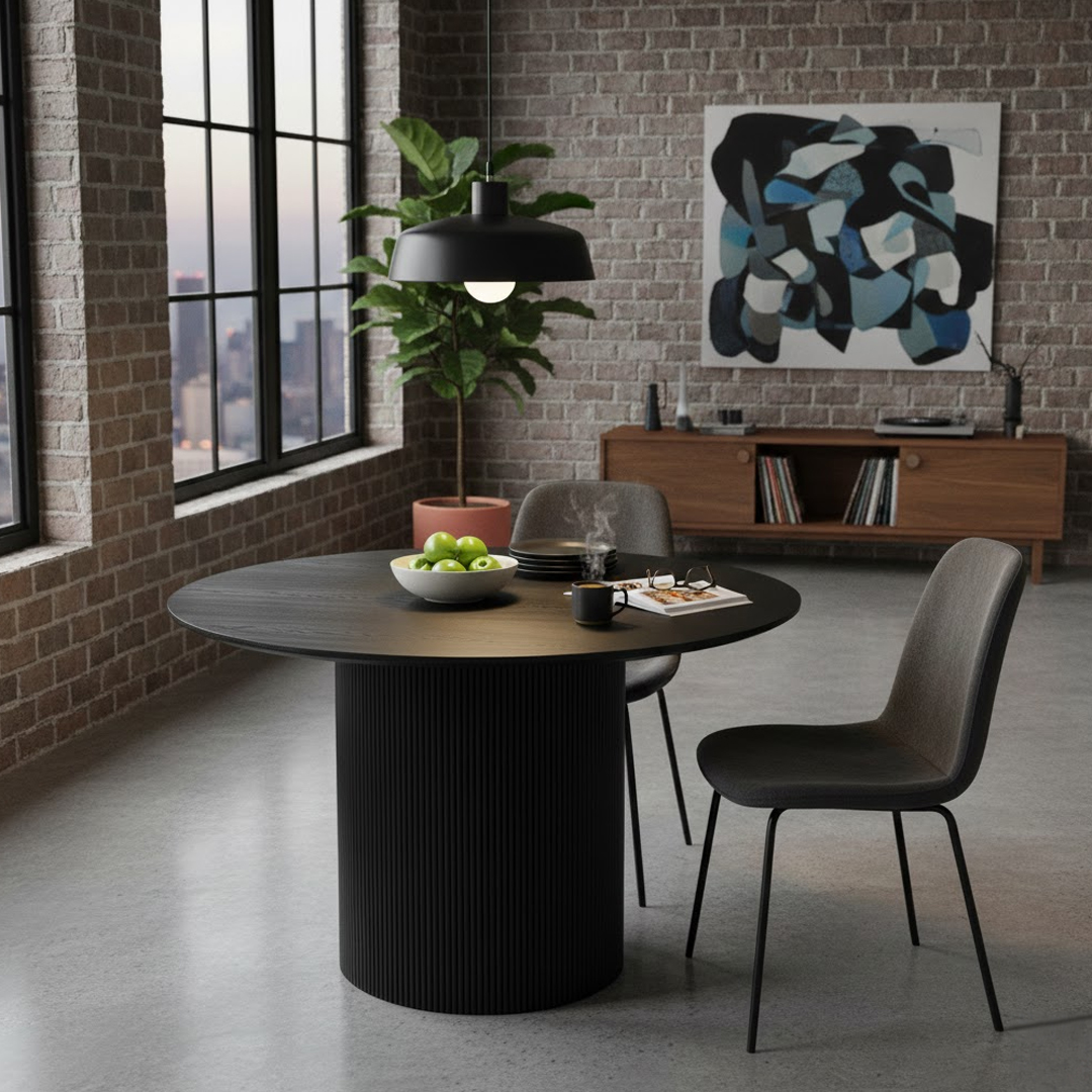 Round Black Matt Table  - 110 x 75 cm