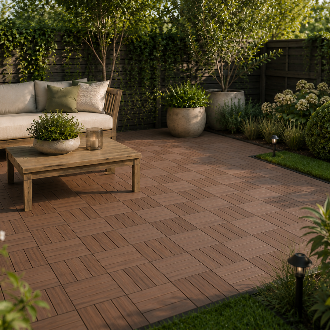 Outdoor WPC Tiles 30x30x2.1 cm – Rosewood