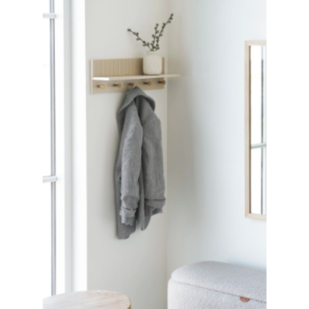 Wall Shelf with Hooks Rocca – Beige
