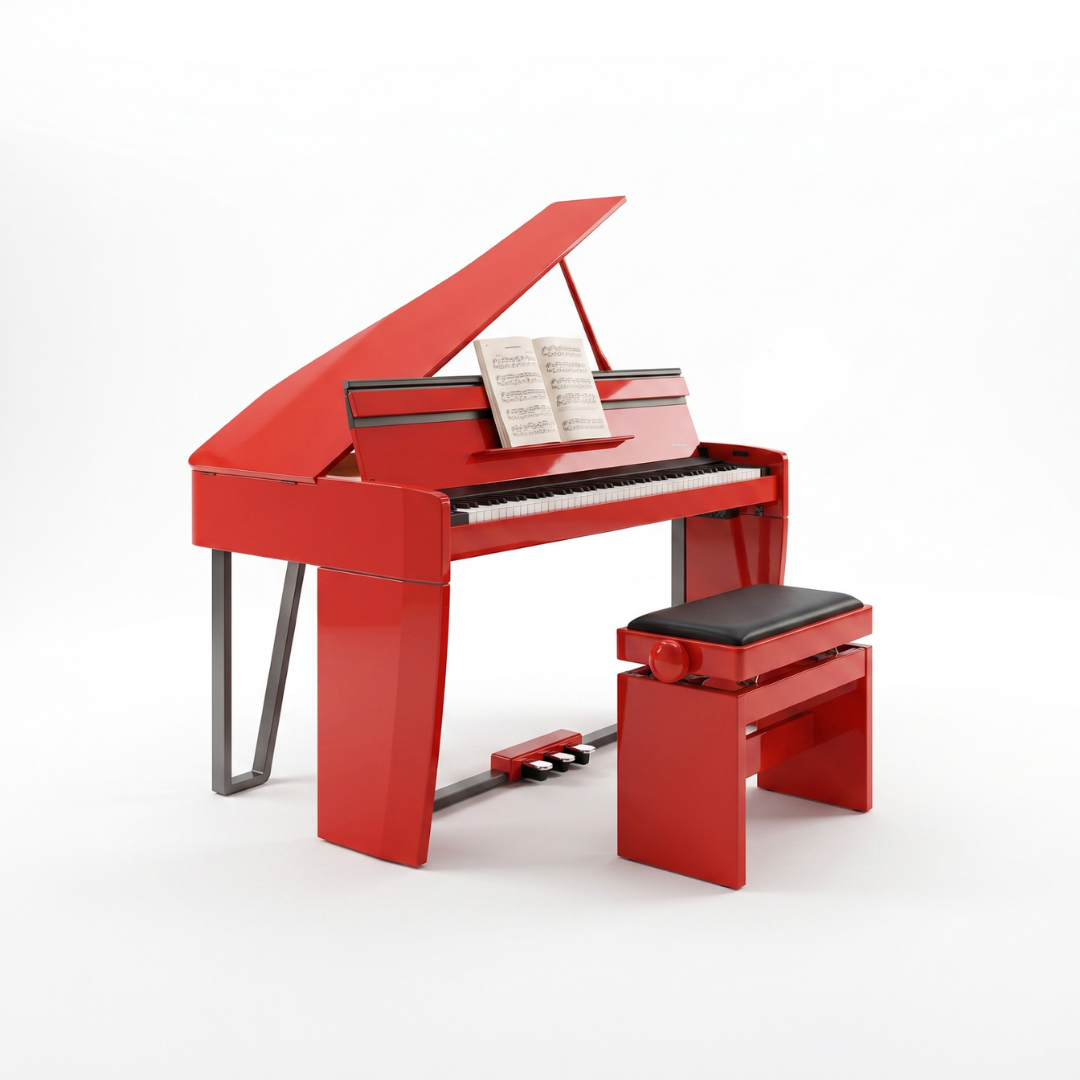 Home Digital Piano 88 Notes with Bench - Dark Red Polished
