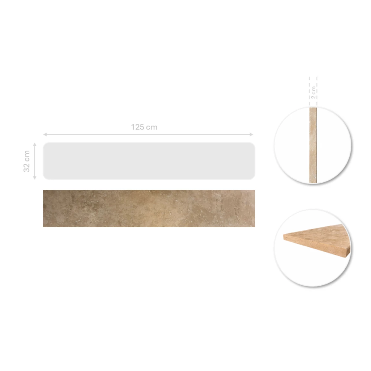 Sills Travertine 2cm CC Honed & Filled – 125x32cm image 1