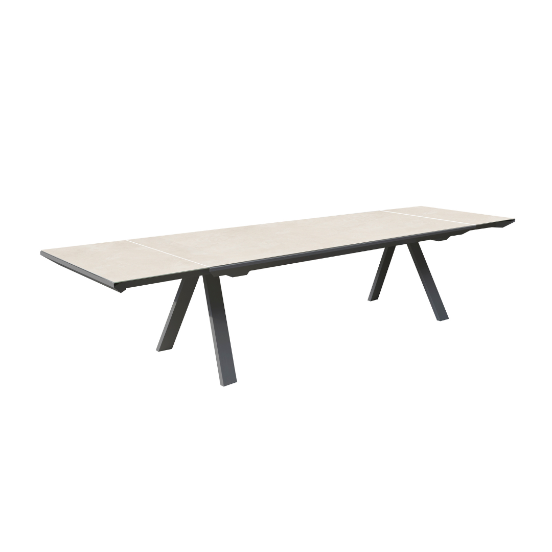 Extendable Dining Table 240-350x100 cm - Dark Grey and  Beige
