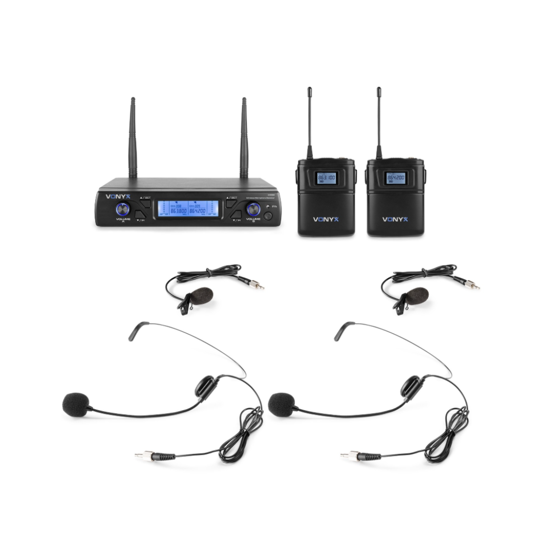 Wireless Microphone UHF 16Ch with 2 Bodypacks