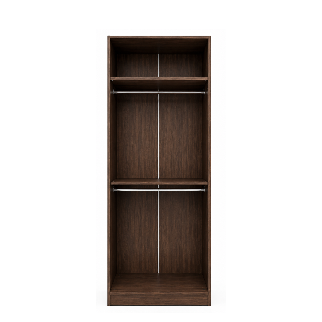 Wardrobe 80x240cm Shelves & Hanging Rail - Dark Walnut