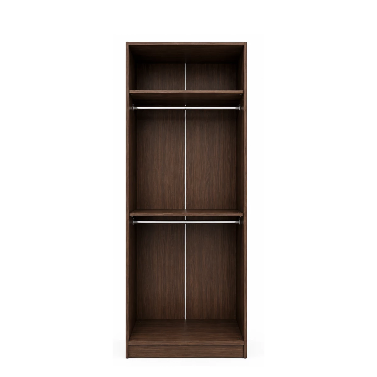 Wardrobe 80x240cm Shelves & Hanging Rail - Dark Walnut image 1