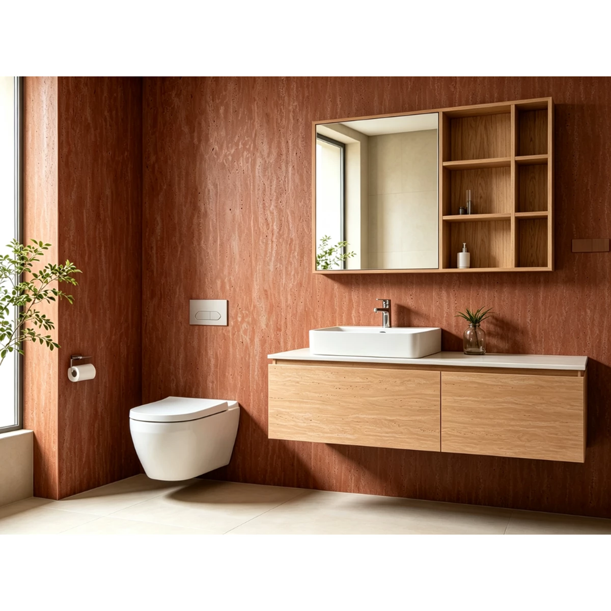 Decorative PVC - Brick Red Travertine Matte | VALÀ - Home & Contract
