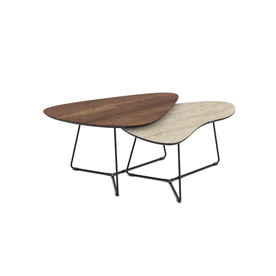 Coffee Table Set  – Baroke Traverten & Black