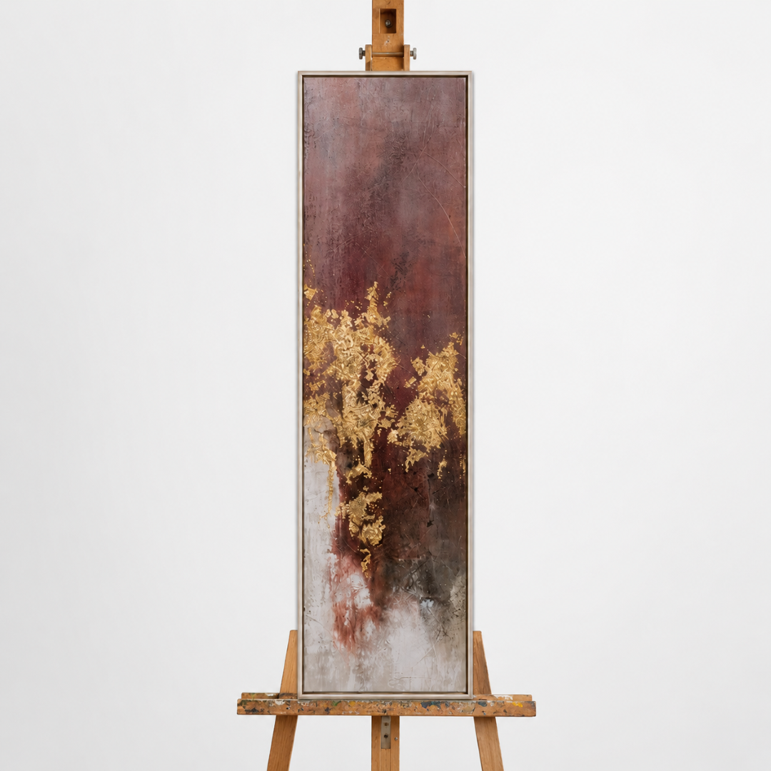 Slim Variation of Gold & Rose 1 Acrylic Painting  - 27x152 cm