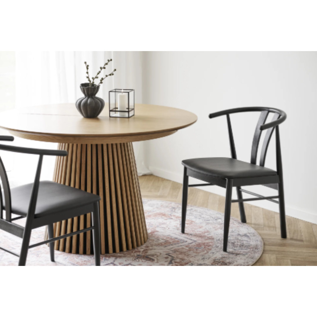 Dining Chair – Oak & Black PU