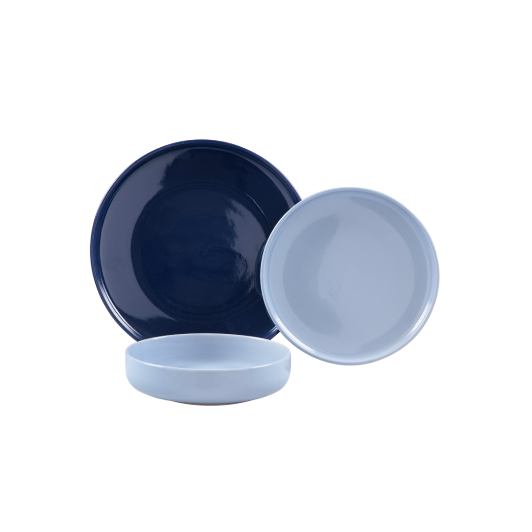 18 Piece Set Blue Solid