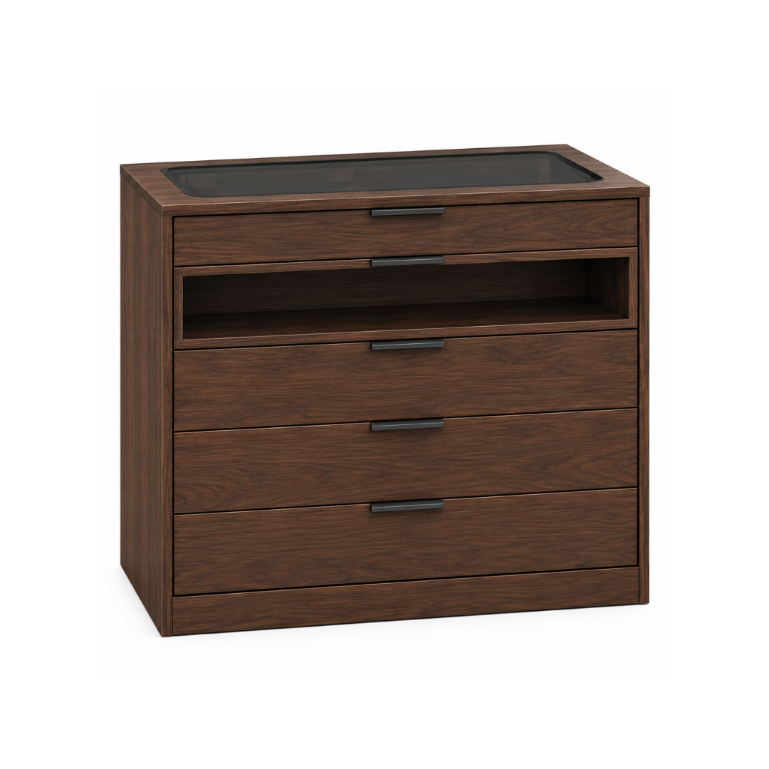 Island Drawer  3 Pcs Glass - Dark Walnut