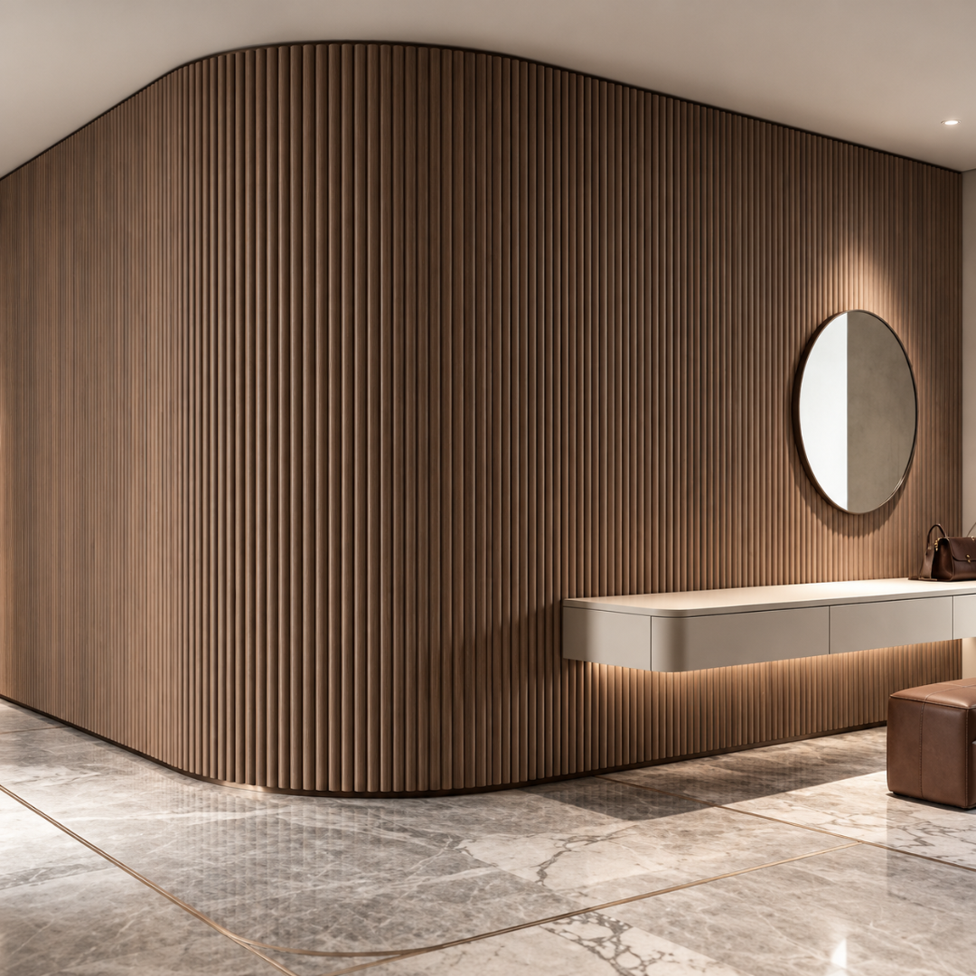 Flexible Wood Slat Acoustic Wall Panel 60 - Dark Walnut