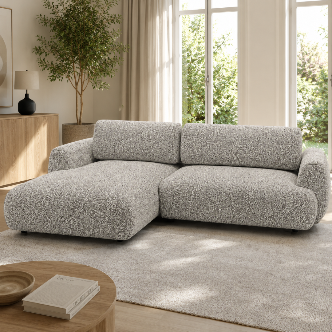 Corner Sofa Left with Sleeper – Light Grey