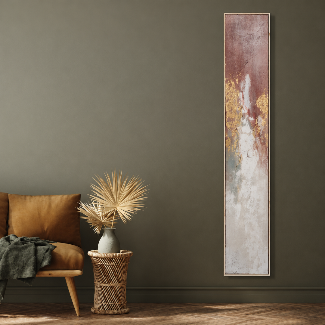 Slim Variation of Gold and Rose 2 Acrylic Painting - 27x152 cm