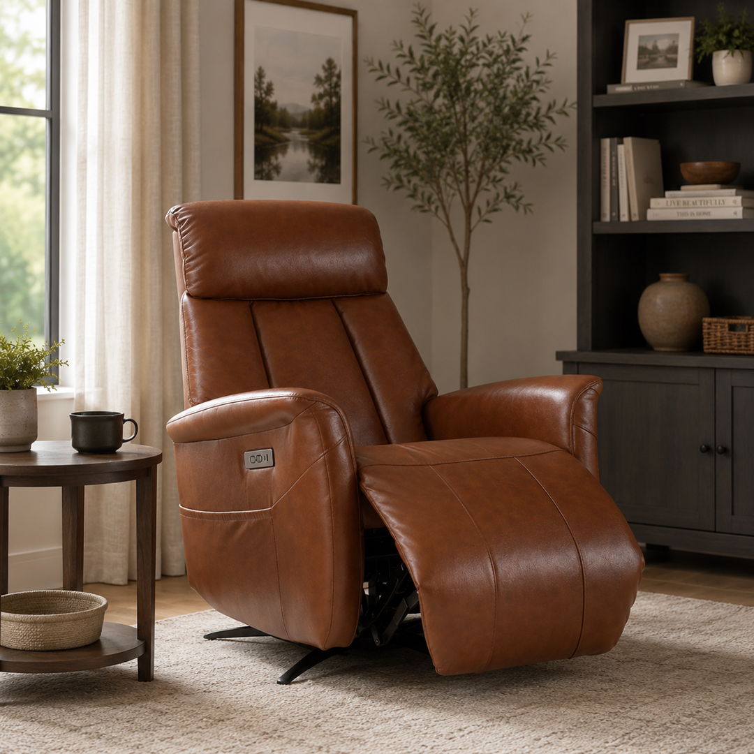 Swivel Electric Recliner – Brown