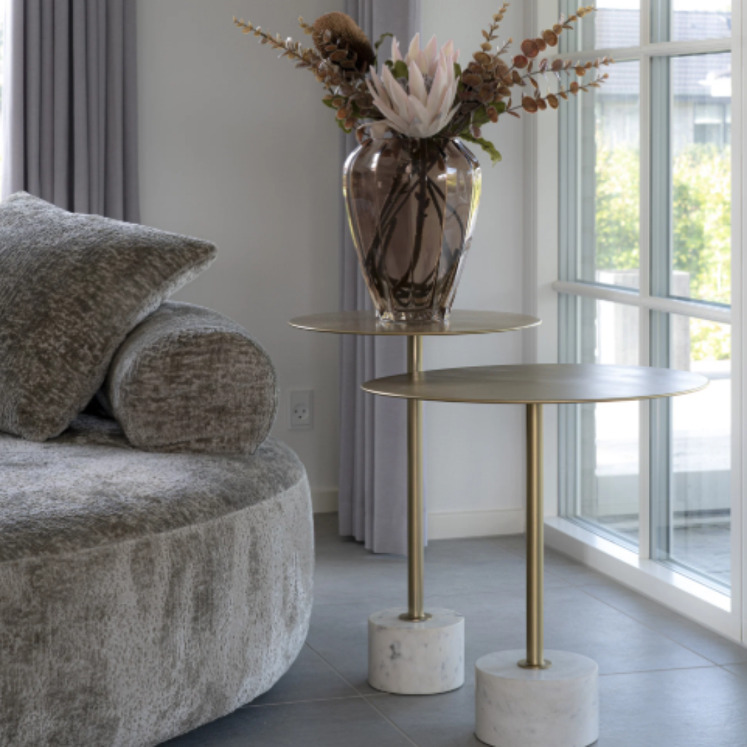 Side Table Lecco – Brass & Marble 51x52h