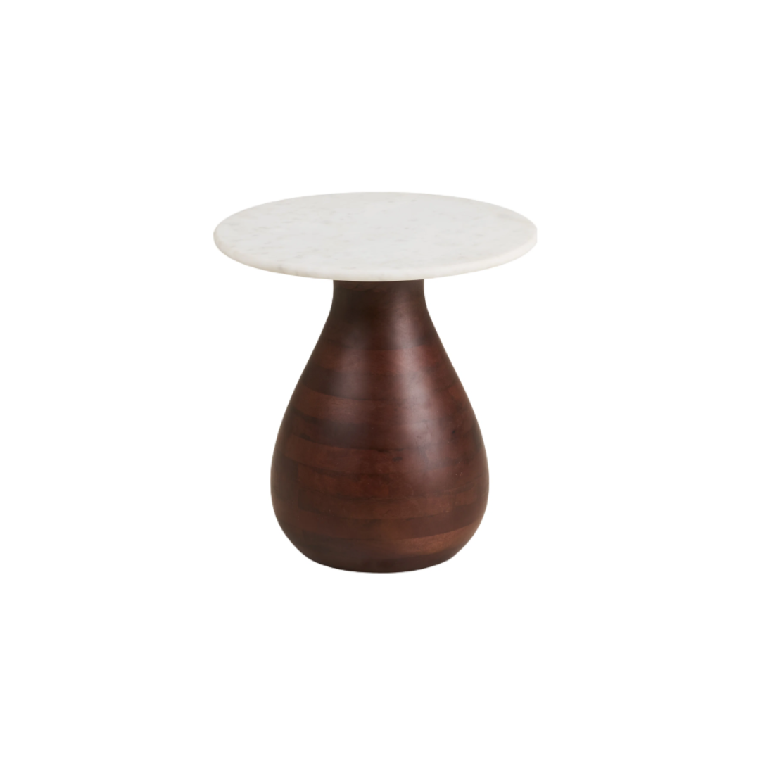 Side Table – Dark Brown & White Heide