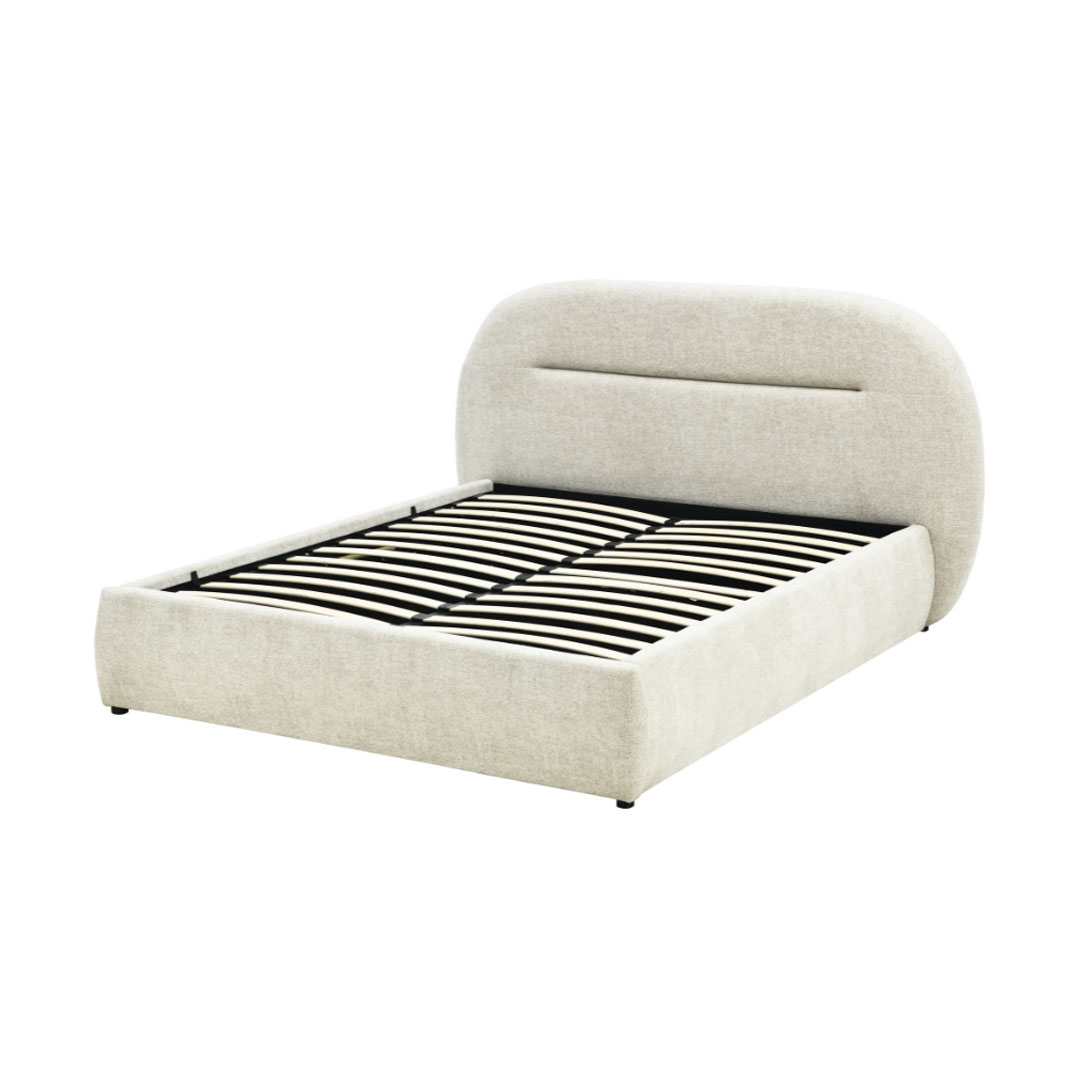 Upholstered Bed with Gas Lift – Beige 160x200