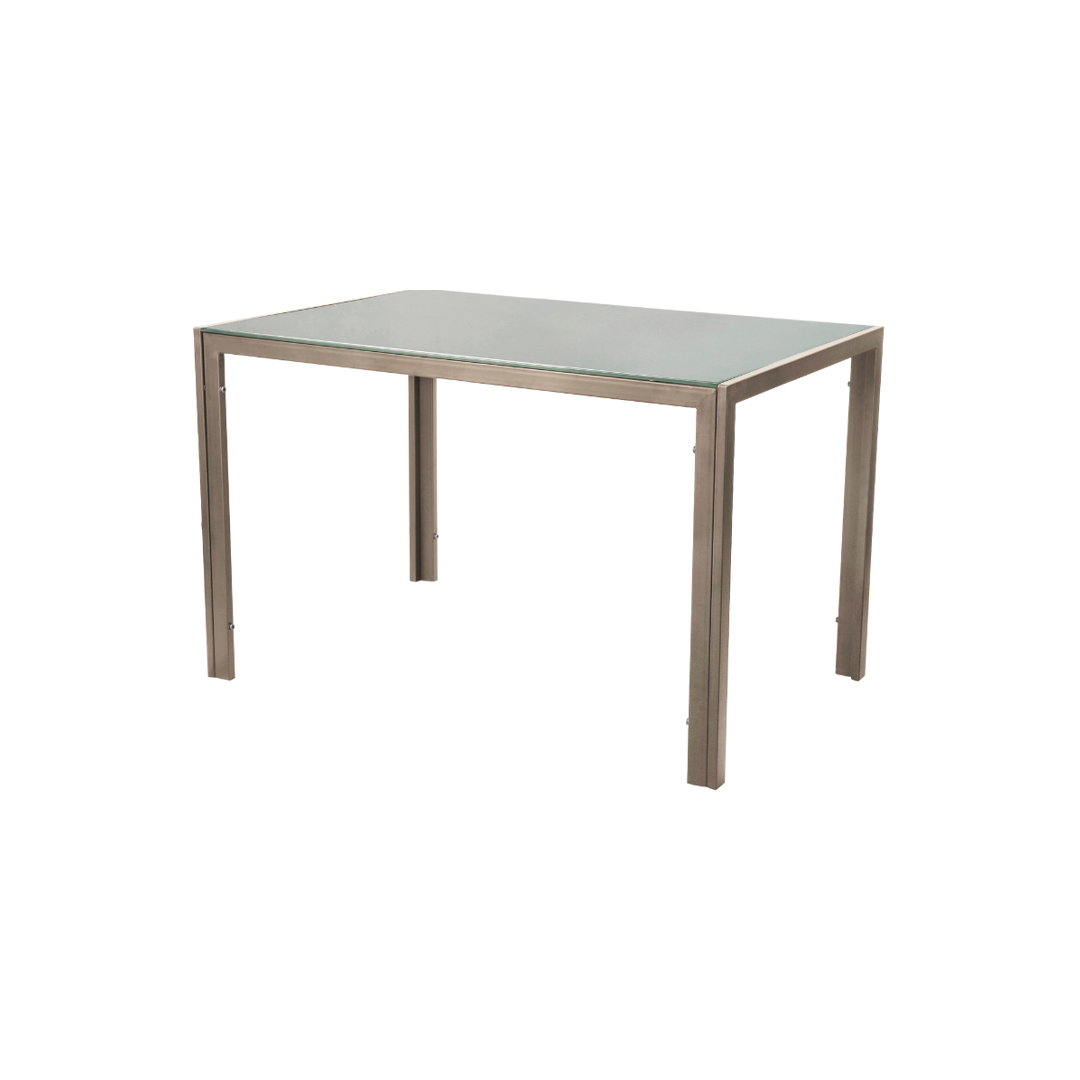 Dining Table L12 X W80 X H75 c.m – Tempered Glass & Beige Metal