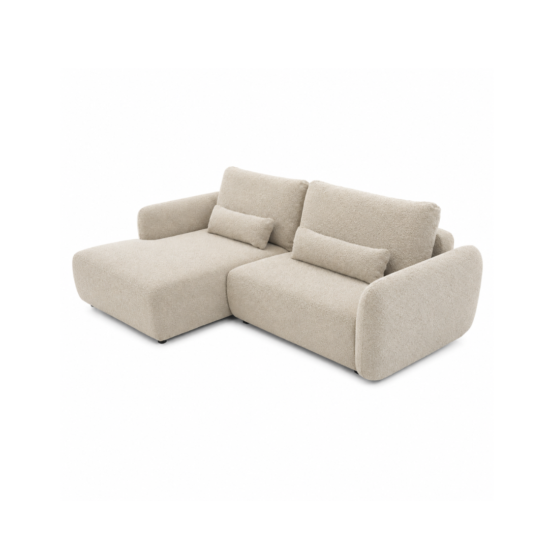 Corner Sofa Left with Sleeper & Storage- Beige