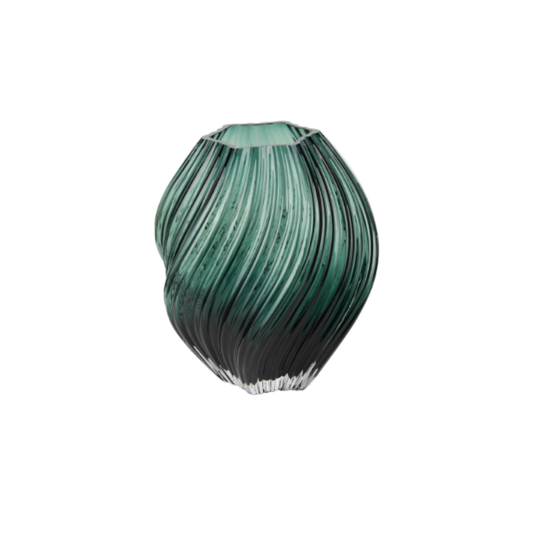 Vase – Mouth Blown Glass, Dark Green