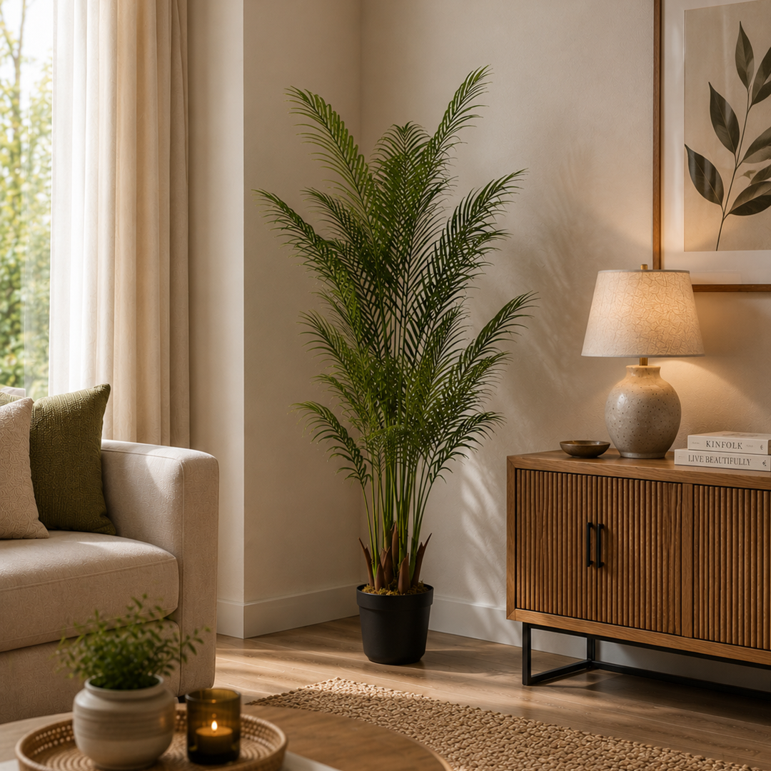 Green Palm Tree in Black Pot - H145cm