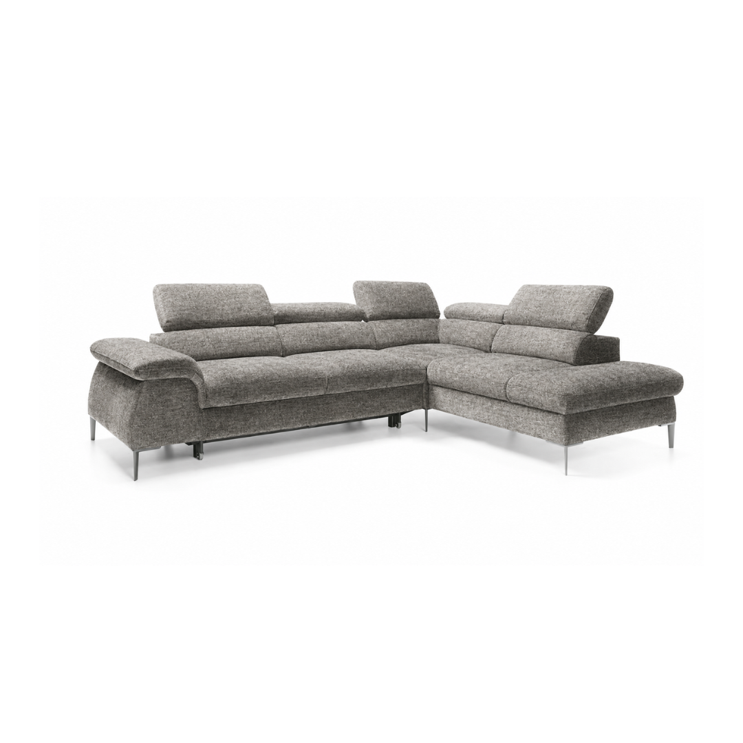 L Corner Sofa Left with Sleeper & Storage – Warm Grey