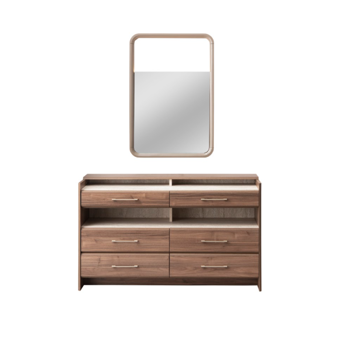 Dresser Table – Walnut/Travertene