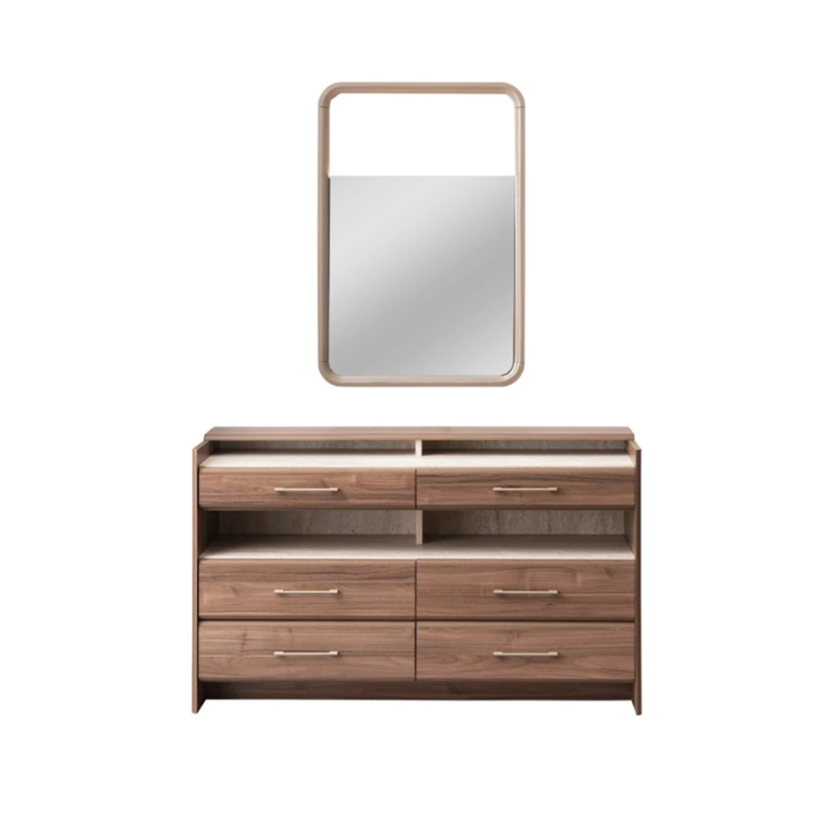 Dresser Table – Walnut/Travertene image 1