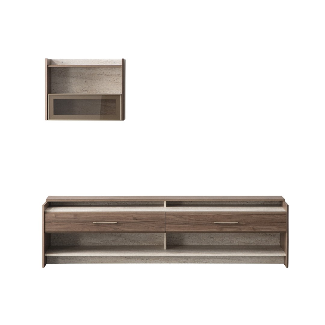 Bilbao TV Unit – Walnut/Travertene
