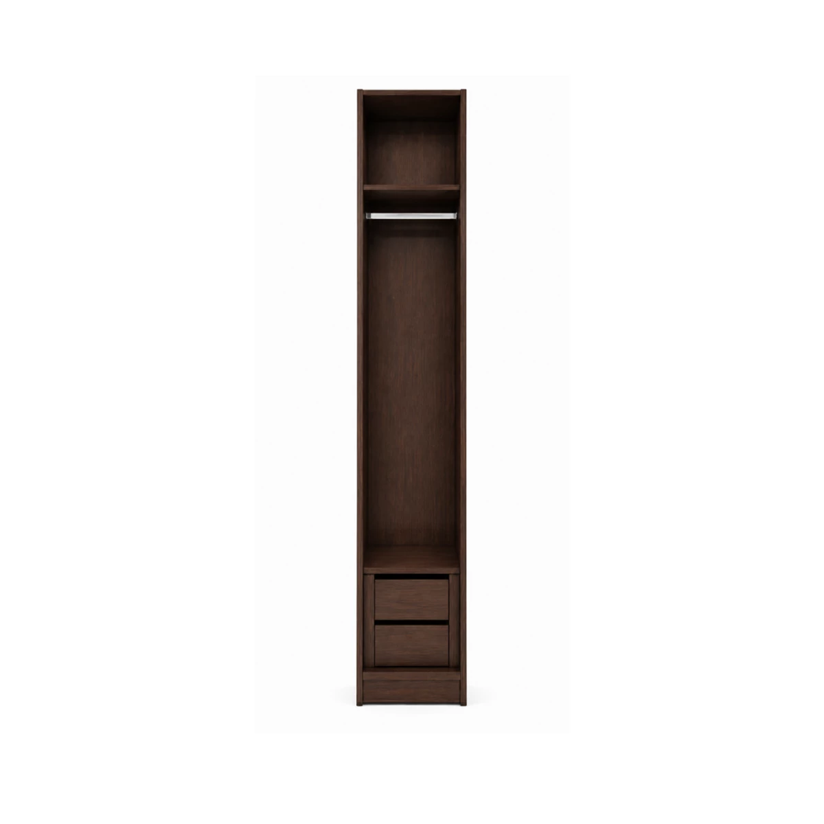 Wardrobe 50x240cm with Shelves, Hanging Rail & Drawer - Dark Walnut image 1