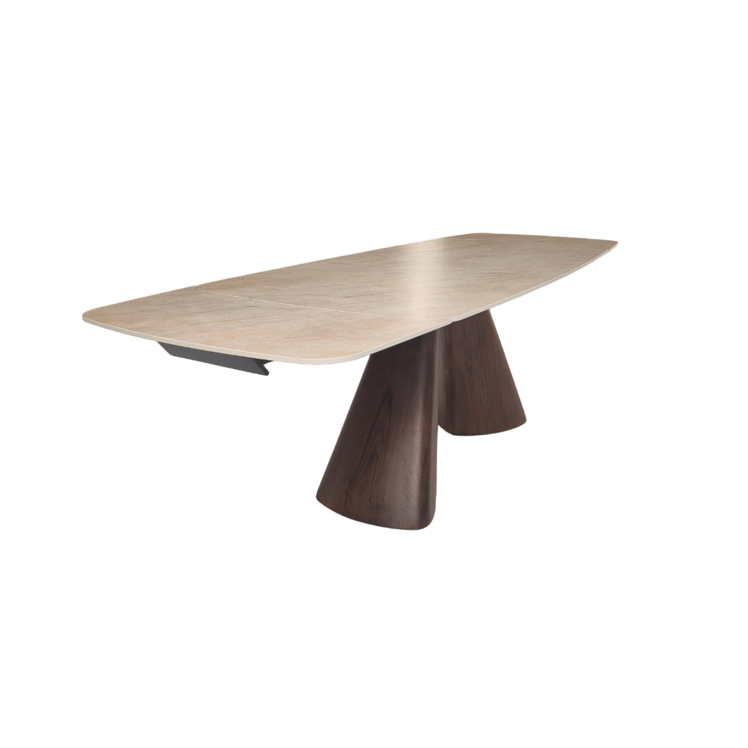 Extension Table – Matte Florence Beige/Black/Dark Brown Walnut