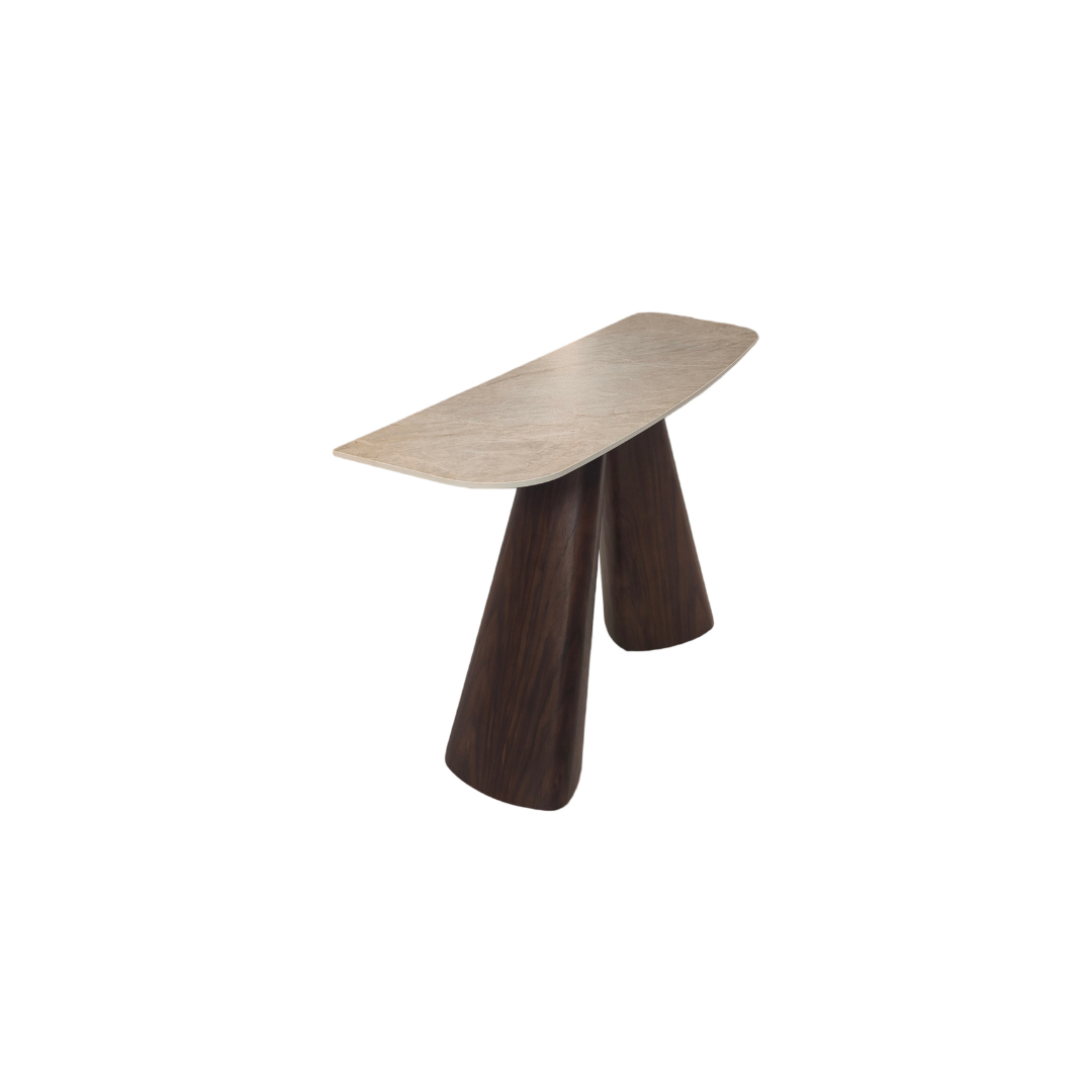Console Table – Matte Florence Beige, Black & Dark Brown Walnut