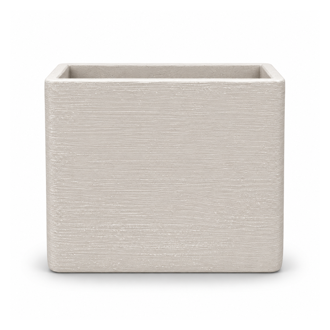 High Striped Vasar Planter Box - White
