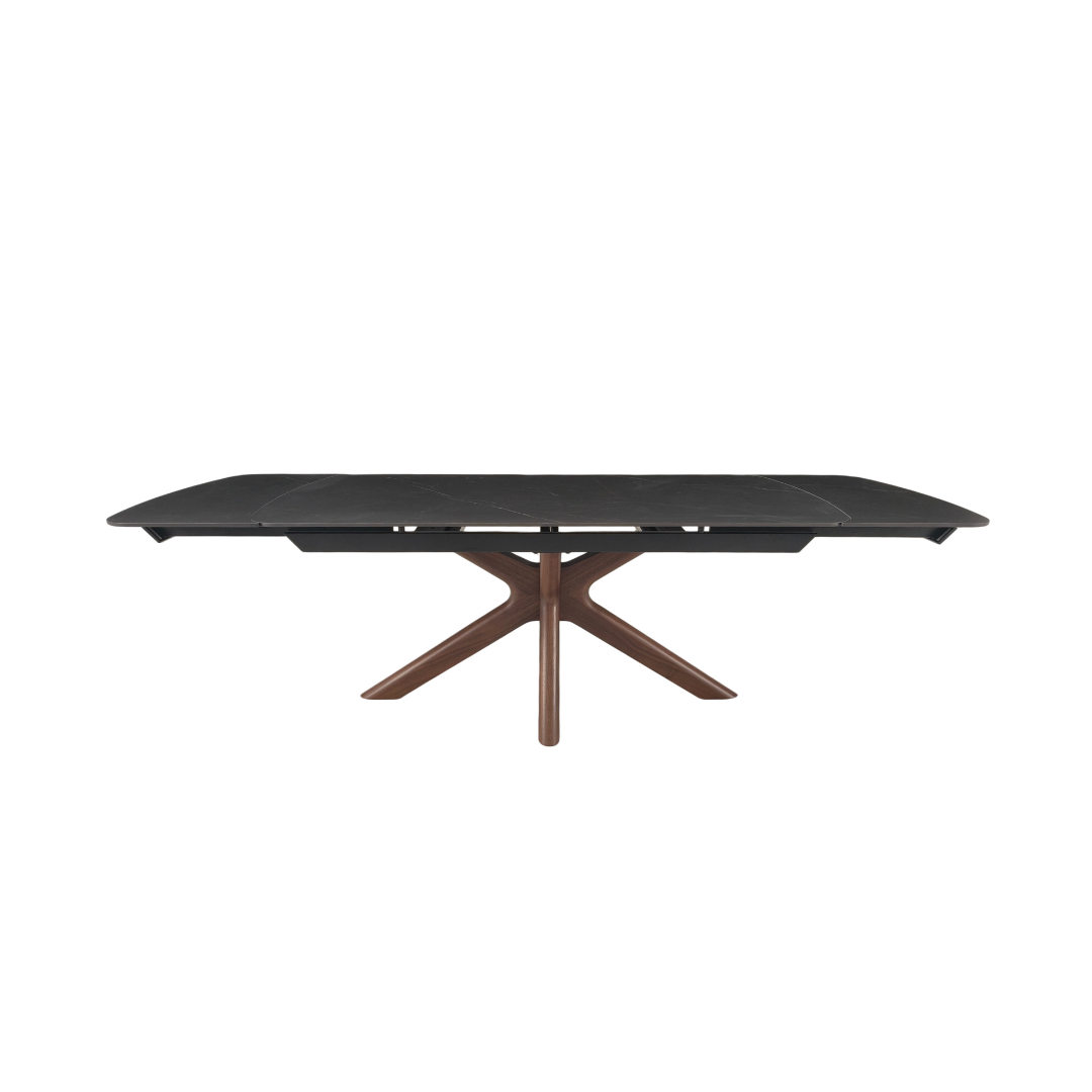Extension Table W180/220/260 x D90 x H76 cm–Matt Black/Dark Brown Walnut