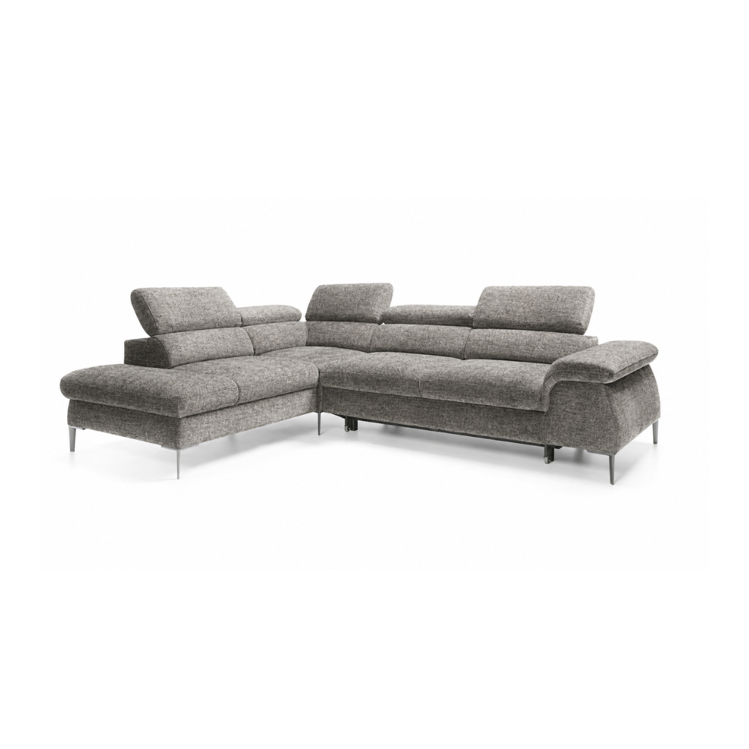 L Corner Sofa Right with Sleeper & Storage –  Warm Grey