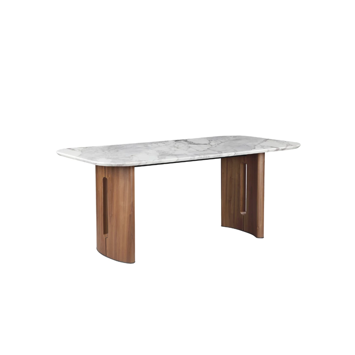 Dining Table 179.5x89.5x75 cm - Ceramic Marble Top with Walnut Base image 1