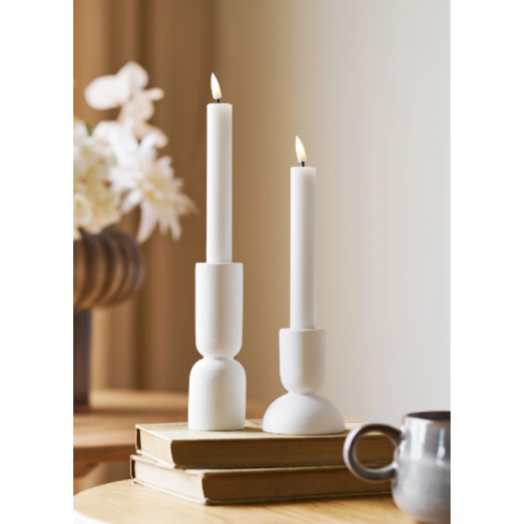 Candle Holder – Limestone White (Set of 2)