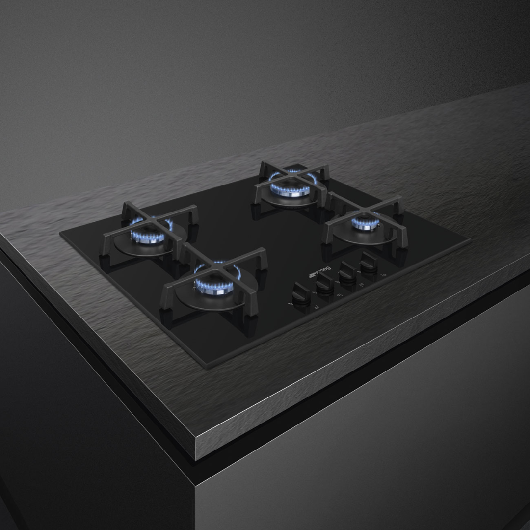Smeg Gas Hob – Black Glass 60cm